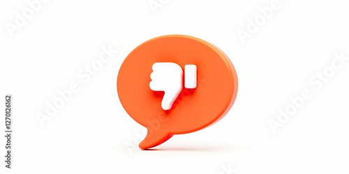 3d rendered thumbs down in speech bubble