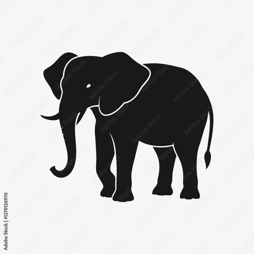 Fototapeta premium Minimalist Elephant Silhouette Design – Ready-to-Use Vector Graphic