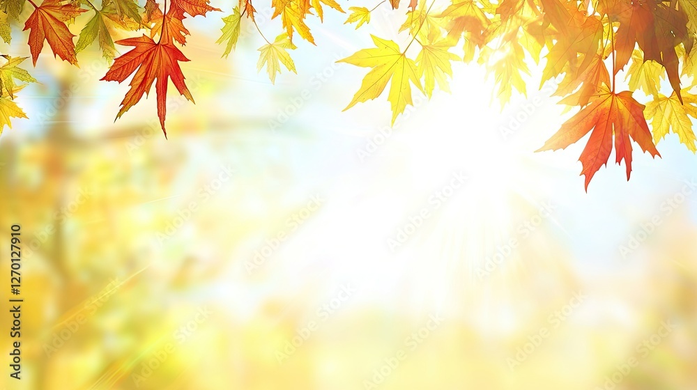Autumn leaves, sunlit forest background, nature, peaceful scene, image for website or social media Autumn leaves, sunlit forest background, nature, peaceful scene, image for website or social media