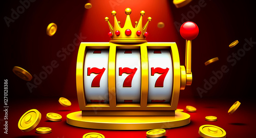 Wallpaper Mural golden slot machine with crown and coins Torontodigital.ca