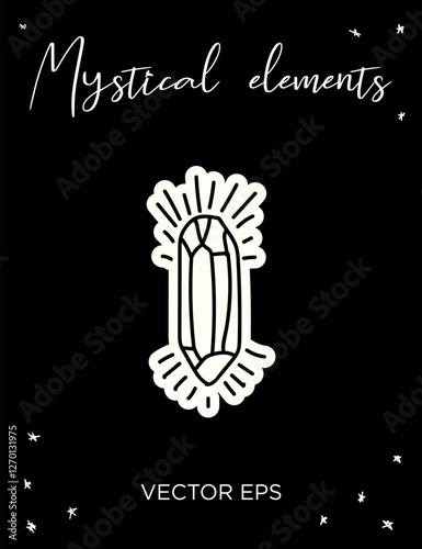 Mystical Crystal Element Vector line art. Perfect for tattoos, prints, branding, and spiritual designs.