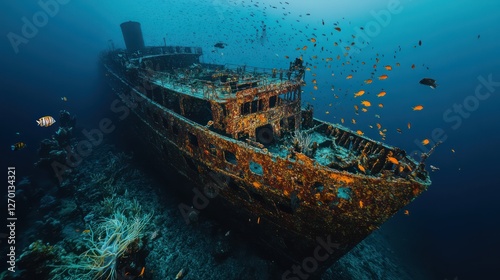 A passenger liner sunk in 1937 after running aground during a typhoon, now lying at 40 meters depth off the coast of Taiwan. The wreck is broken into several sections, with its bow and stern still 