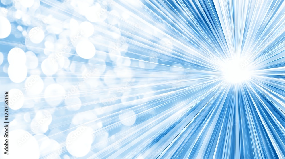 Fototapeta premium Abstract Blue Light Rays Shining Through a Soft White Background
