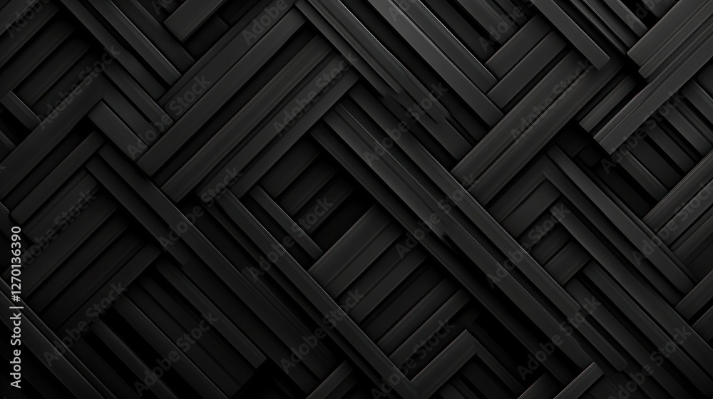 Intricate Dark Weave: Abstract Interlocking Pattern with Matte Black Texture Intricate Dark Weave: Abstract Interlocking Pattern with Matte Black Texture