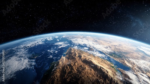 Fototapeta Naklejka Na Ścianę i Meble -  Stunning Earth From Space  Planet  Galaxy  Cosmos  3D Render