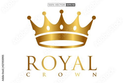 Premium style abstract gold crown logo symbol.Vector illustration