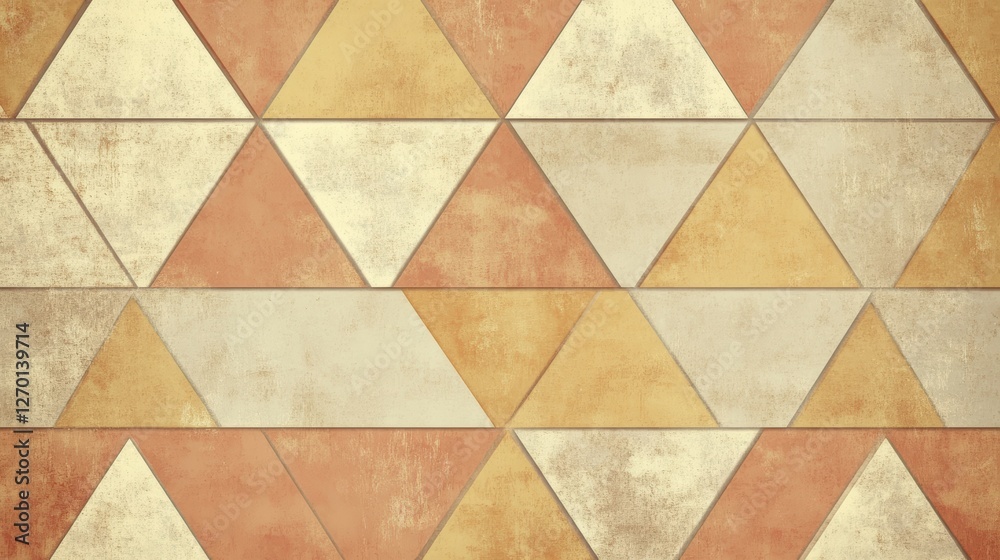 Geometrically Arranged Triangular Patterns in Warm Earth Tones for Stylish Interior Design Background or Wallpaper