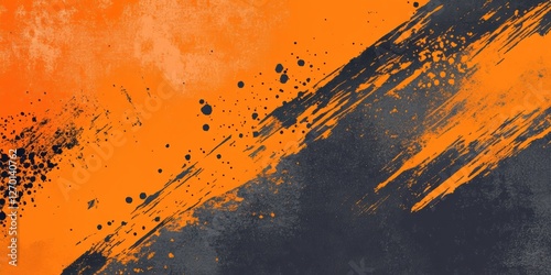 Dynamic Abstract Artwork Featuring Bold Orange and Dark Textured Brush Strokes for Creative Background Wallpaper or Presentation Design