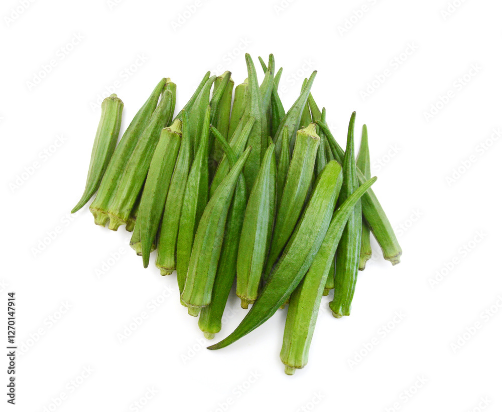 Fresh okra isolated on a white background Fresh okra isolated on a white background