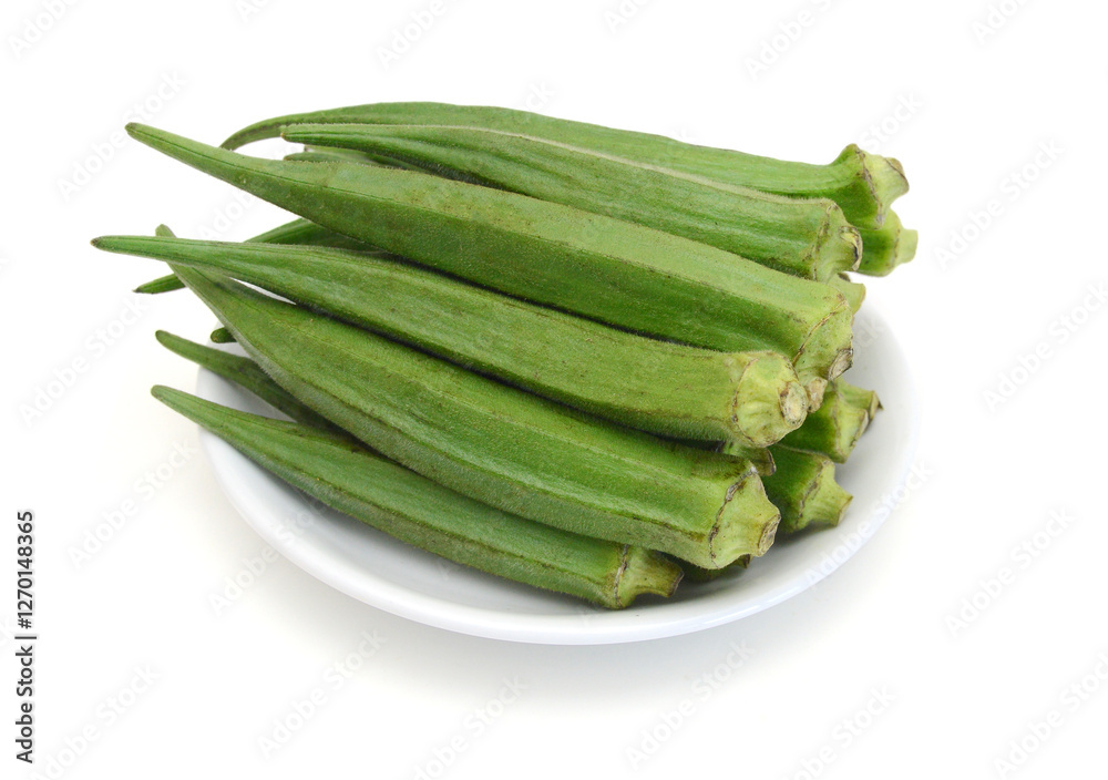 Fresh okra isolated on a white background Fresh okra isolated on a white background