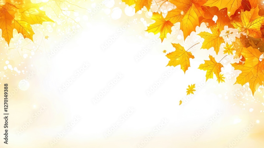 Autumn leaves, sunlight, soft background, decorative, use for seasonal design Autumn leaves, sunlight, soft background, decorative, use for seasonal design