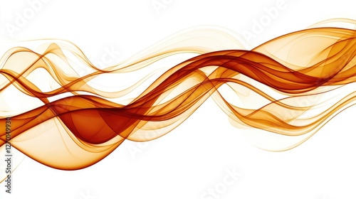 Abstract flowing orange ribbons on white background photo