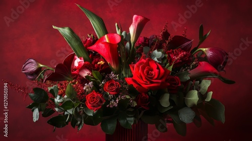 Elegant floral arrangement of red blossoms