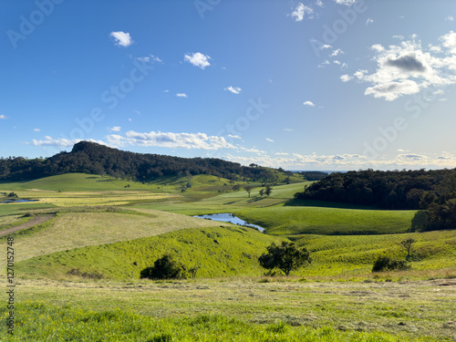 Valley with pond cloudless day in Australia