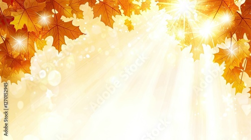 Autumn leaves sunbeams background, nature scene, perfect for website headers or social media photo