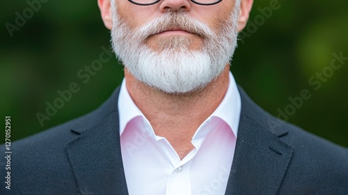 Close-up man in business suit.  Outdoor portrait.  Possible use Business profile photo