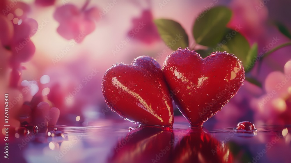 Obraz premium Two hearts together in romantic setting