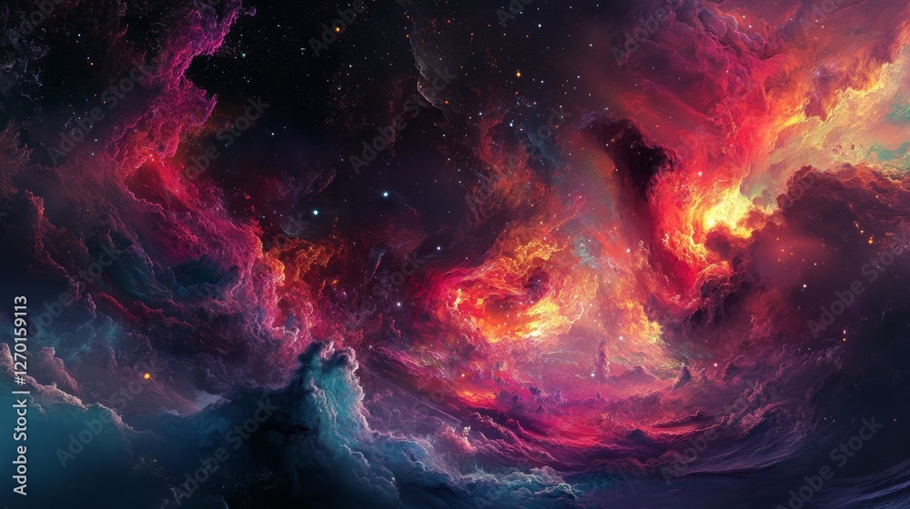 Cosmic Nebula: A Fiery Dance of Celestial Clouds Cosmic Nebula: A Fiery Dance of Celestial Clouds