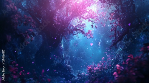 Enchanted Forest: A Dreamlike Landscape of Purple and Blue Hues