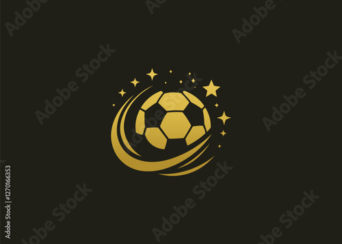 "Golden soccer ball logo: A sleek, gold football symbolizing victory, prestige, and excellence in the game."