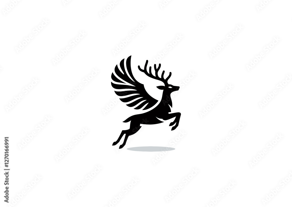 Obraz premium A mystical logo featuring a winged deer, symbolizing grace, freedom, and ethereal beauty.