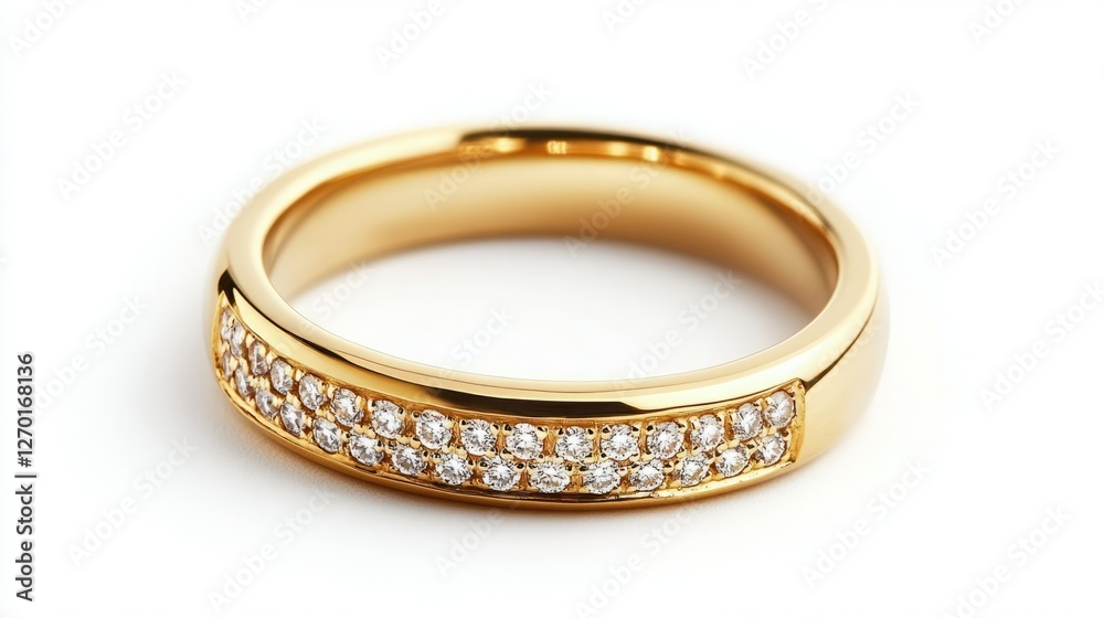 Elegant gold band with sparkling diamonds. A timeless piece of jewelry, perfect for any occasion. Elegant gold band with sparkling diamonds. A timeless piece of jewelry, perfect for any occasion.