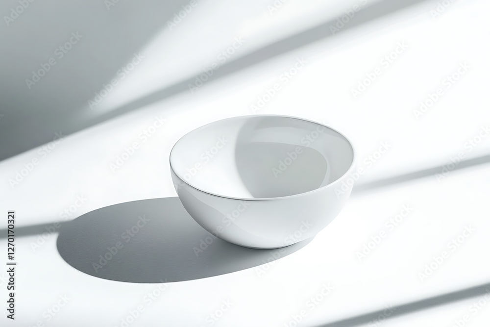 Elegant Empty White Bowl Under Soft Light Elegant Empty White Bowl Under Soft Light