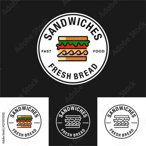 sandwich logo emblem design template illustration