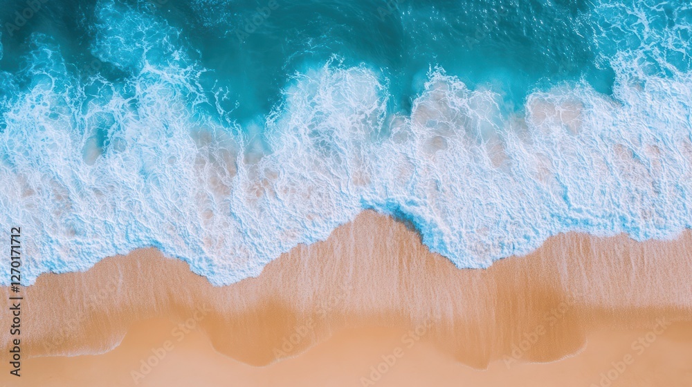 Aerial View of Ocean Waves Crashing on Sandy Beach Aerial View of Ocean Waves Crashing on Sandy Beach