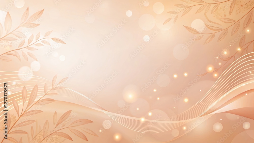 Elegant Peach and Gold Abstract Floral Background with Flowing Lines and Soft Lighting Effects Elegant Peach and Gold Abstract Floral Background with Flowing Lines and Soft Lighting Effects