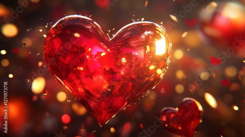 Red Heart Floating in Romantic Setting