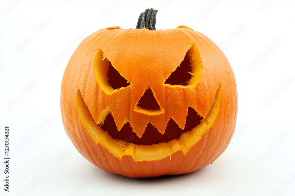 Carved Halloween jack-o-lantern pumpkin isolated Carved Halloween jack-o-lantern pumpkin isolated