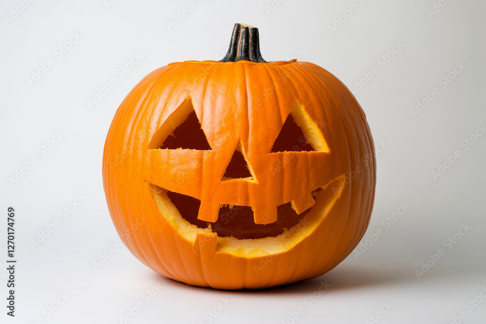 Carved Halloween jack-o-lantern pumpkin isolated Carved Halloween jack-o-lantern pumpkin isolated