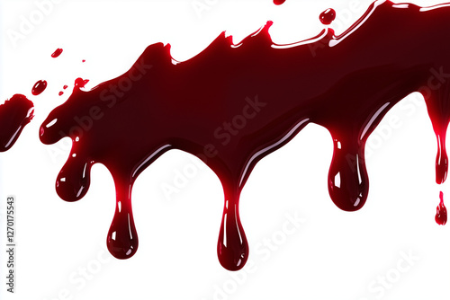 Dripping blood isolated on a white background flowing down