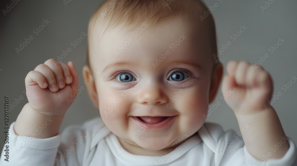 Adorable Baby's Joyful Portrait: A Captivating Close-up of a Happy Infant Adorable Baby's Joyful Portrait: A Captivating Close-up of a Happy Infant