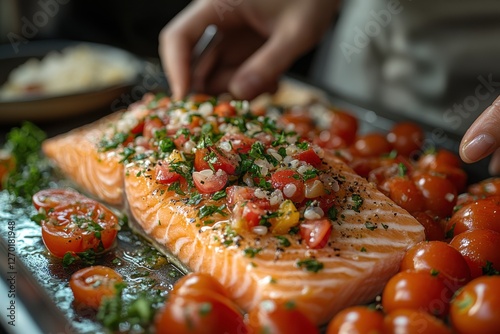 A person preparing a healthy meal while monitoring their diabetes, highlighting balance photo