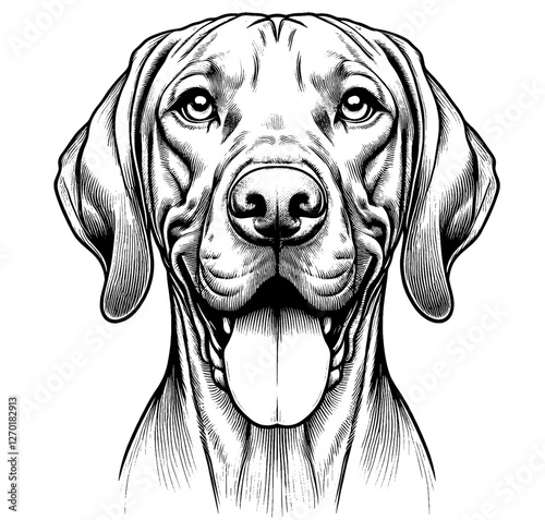 Hand drawn Vizsla portrait, vector sketch isolated on white background, SVG vector