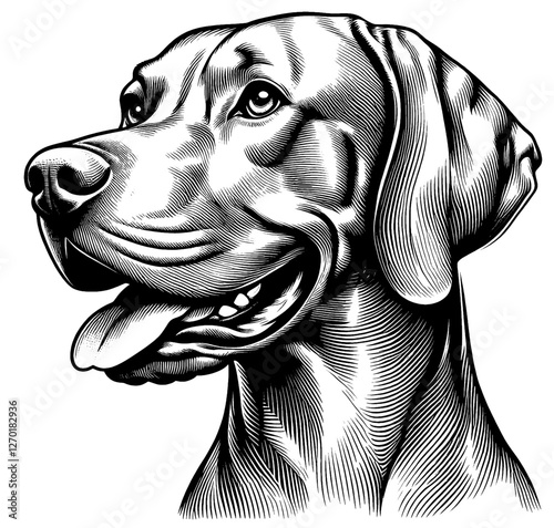Hand drawn Vizsla portrait, vector sketch isolated on white background, SVG vector