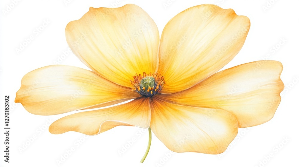 Fototapeta premium Vibrant yellow flower on pure white background, a captivating closeup of nature's beauty