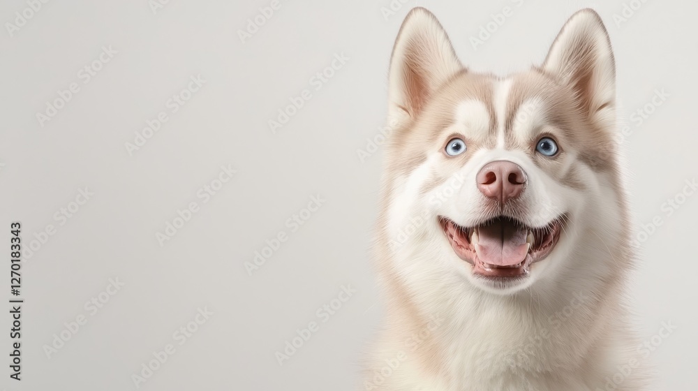 Captivating portrait of a husky dog with piercing blue eyes against clean white background Captivating portrait of a husky dog with piercing blue eyes against clean white background