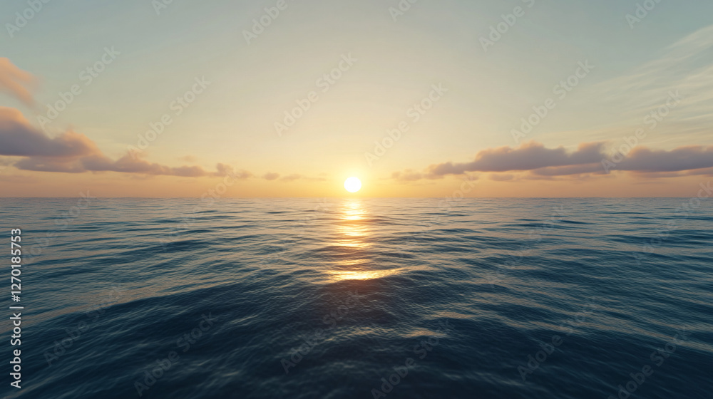 Obraz premium Early Morning Light Smoothing Over the Ocean's Tranquil Surface