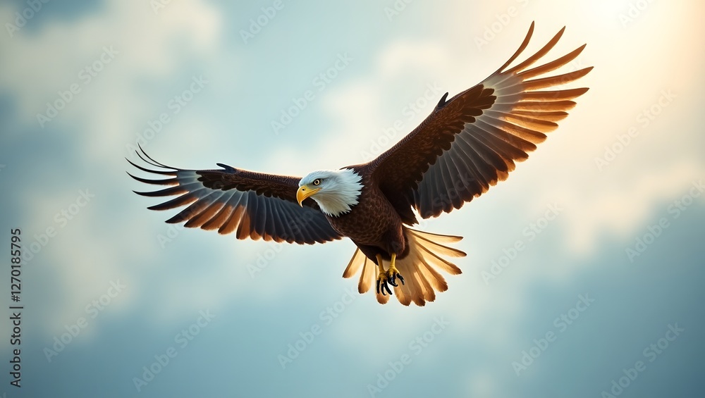 A Majestic Eagle In Midflight Soar A Majestic Eagle In Midflight Soar