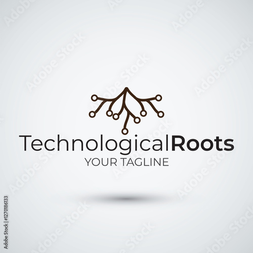 Technological Roots Logo Design Flat Icon Template