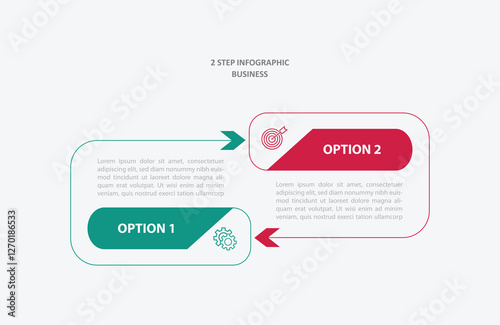 2 step or option infographic template design vector with line for business company presentation and marketing 