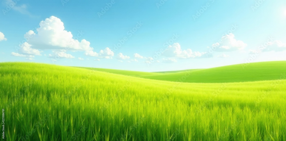 Fototapeta premium Serene and peaceful prairie landscape with swaying grass, sky, landscape