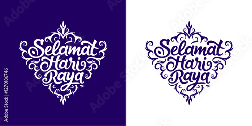 Words selamat hari raya in ornate lettering. photo