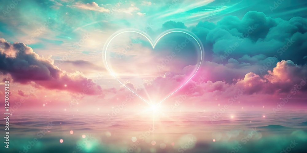 Celestial Heart A Serene Sunrise Over Dreamlike Cloudscapes Featuring a Glowing Heart Shape Celestial Heart A Serene Sunrise Over Dreamlike Cloudscapes Featuring a Glowing Heart Shape