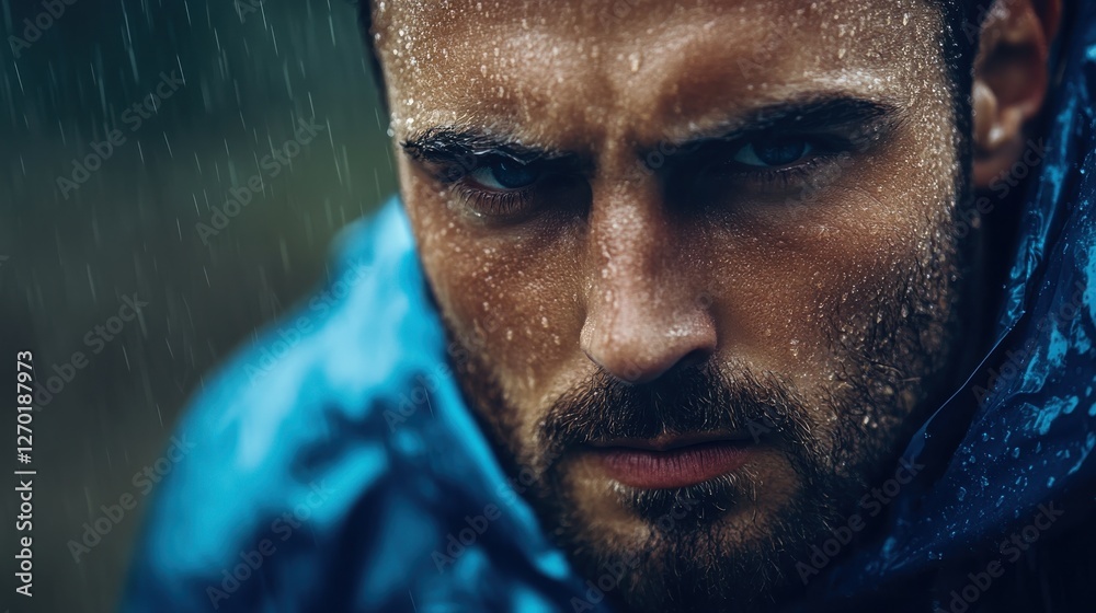 A determined athlete under the rain A determined athlete under the rain