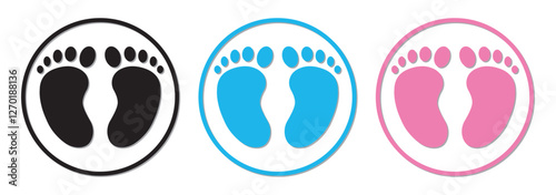 Baby boy footprints icon set