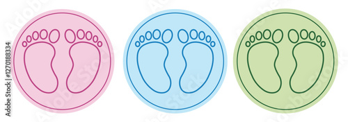 silhouette of baby feet icon over white background. vector illustration. Baby footprints icon isolated on white background. Baby feet sign. Set icons colorful. Vector Illustration.
